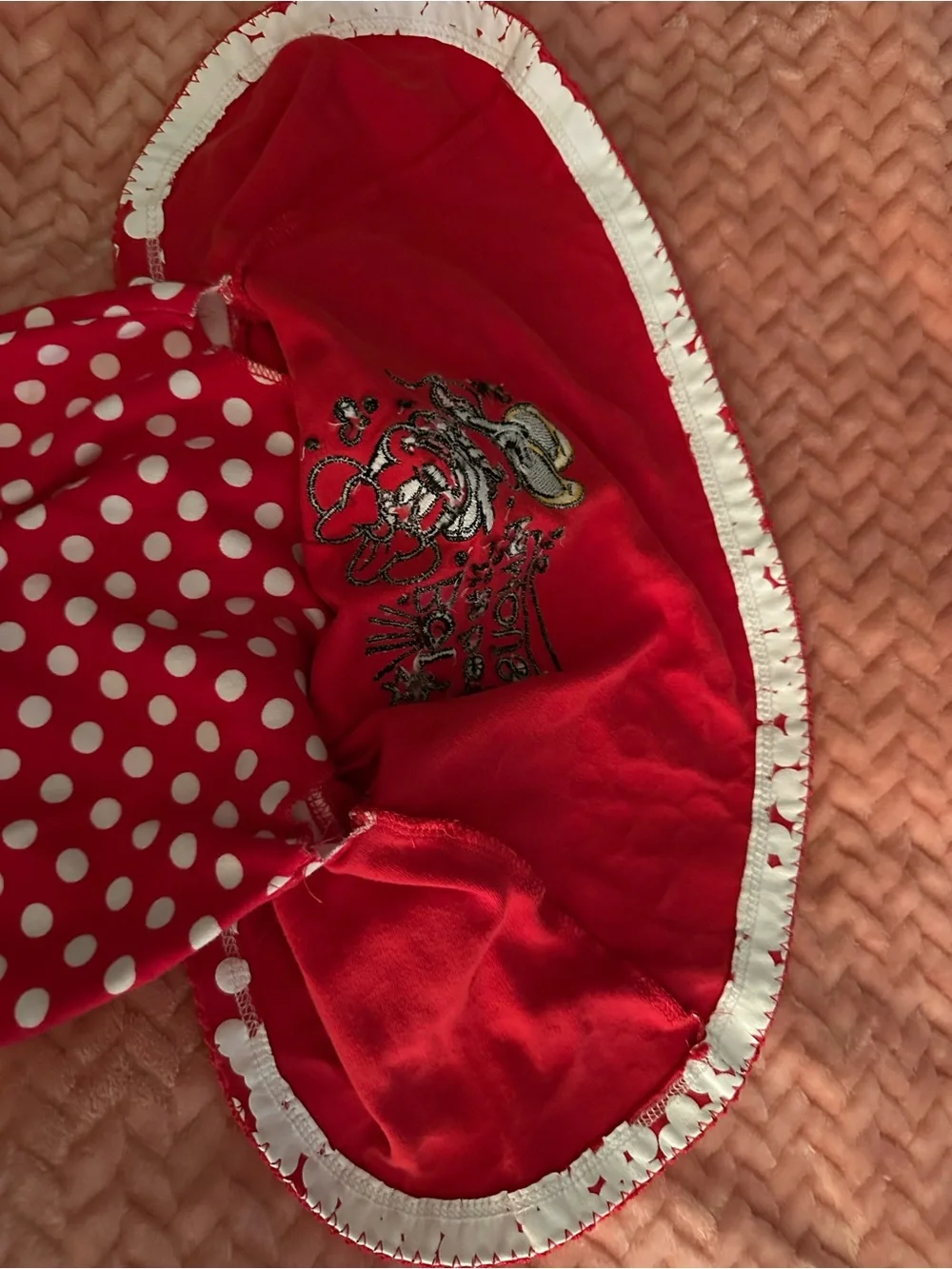 Disney Red & White Minnie Mouse Polka Dot Ruffle bottom dress, 3 mos